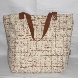 Castlery Brand Limited Edition Shaggy Fabric & Leather Travel Weekend Tote Bag